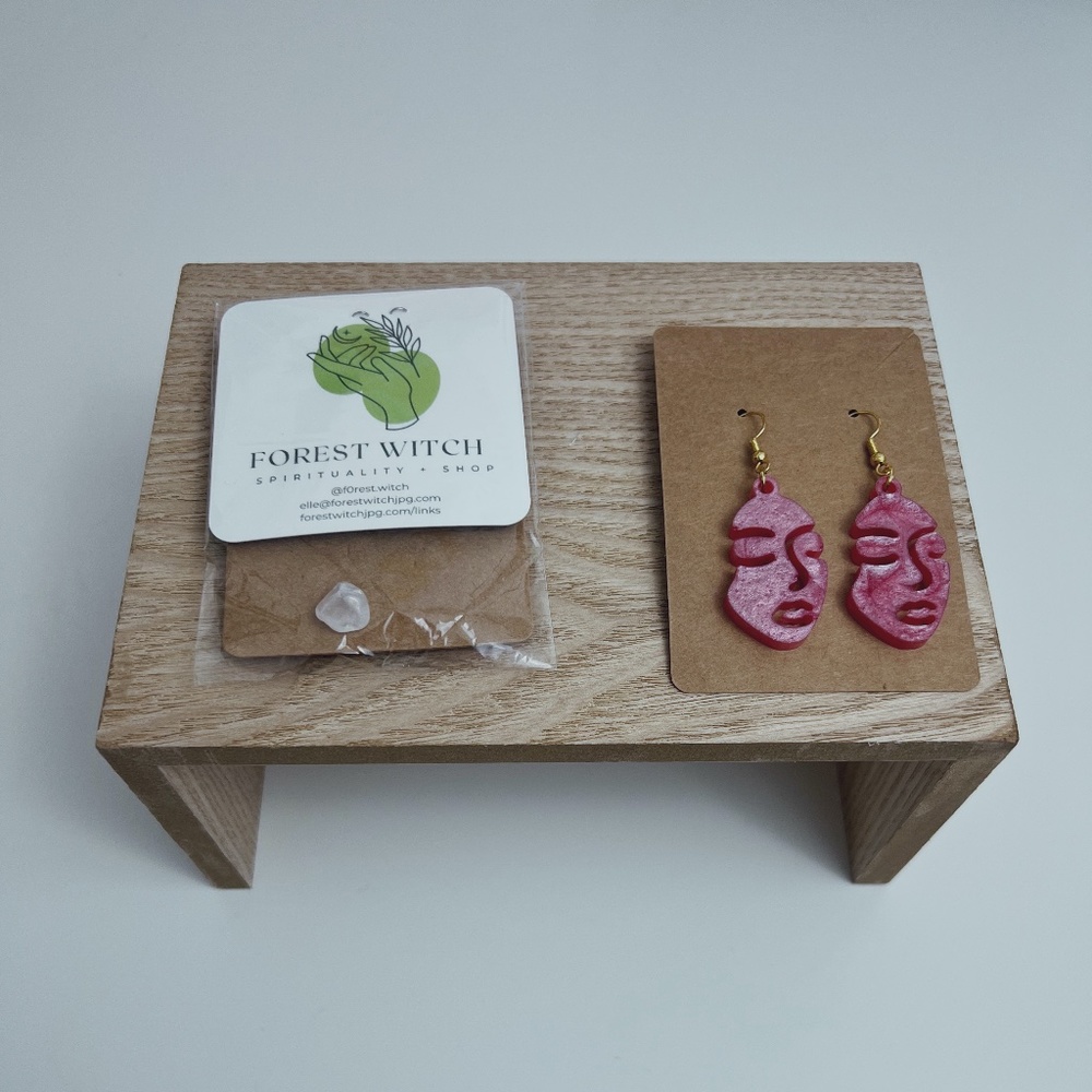Woman Face Pink Minimalist Earrings, Feminist Earrings